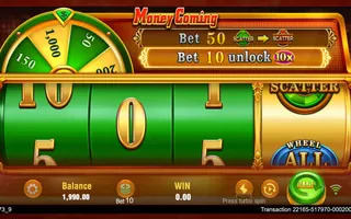 JILI Money Coming 97% RTP single payline number reel slot card