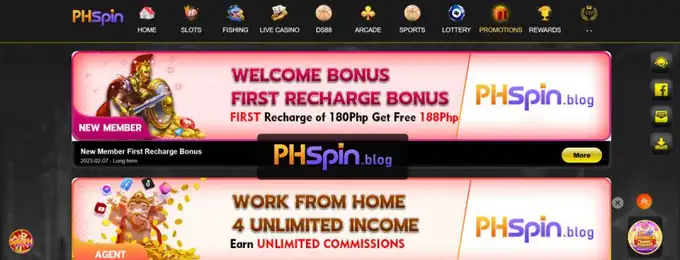 PHSPIN VIP Club rewards, ₱100 welcome promo, and 3.8% daily rebate banner